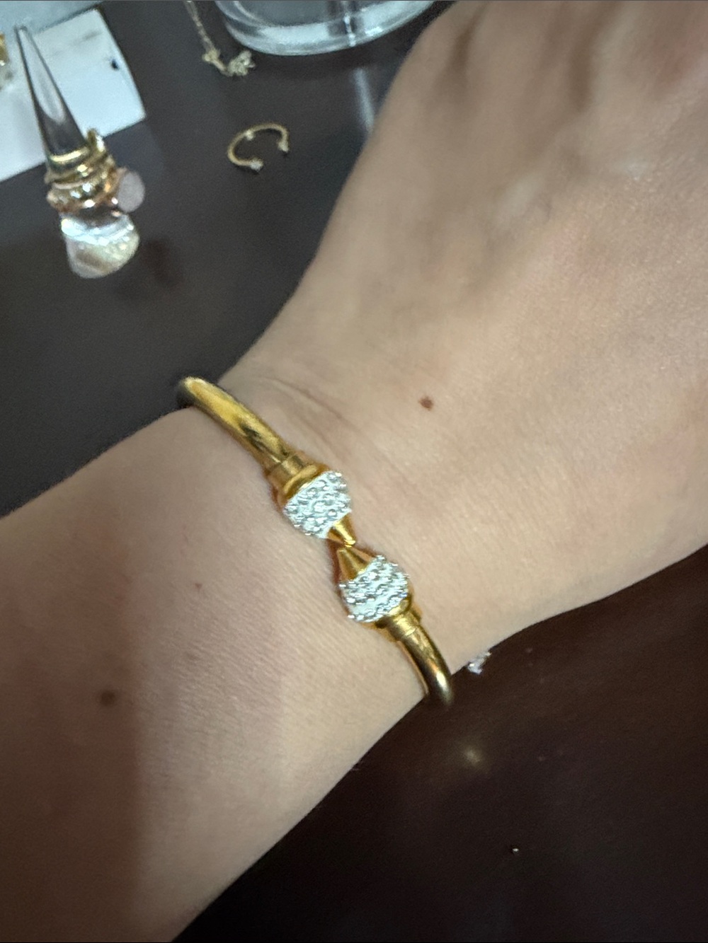 Gold-Tone Crystal Accent Bracelet and Stud Earrings Set - Picture 4 of 4